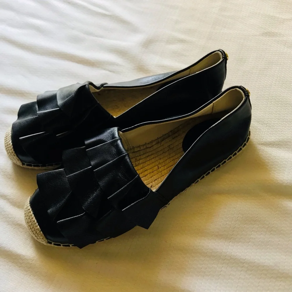 Michael‎ Kors bella top ruffle Black Espadrille Flats